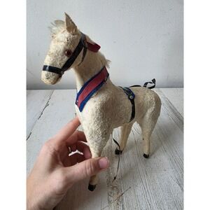 Antique wooden horse decor AS IS harness statue figurine